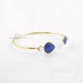 Lapis Gemstone Gold Bangle, Beautiful Rainbow Moonstone Bangle pour les femmes